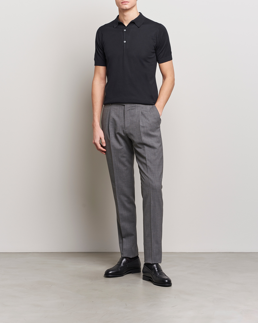 Herren | Poloshirts | John Smedley | Adrian Slim Fit Sea Island Polo Black