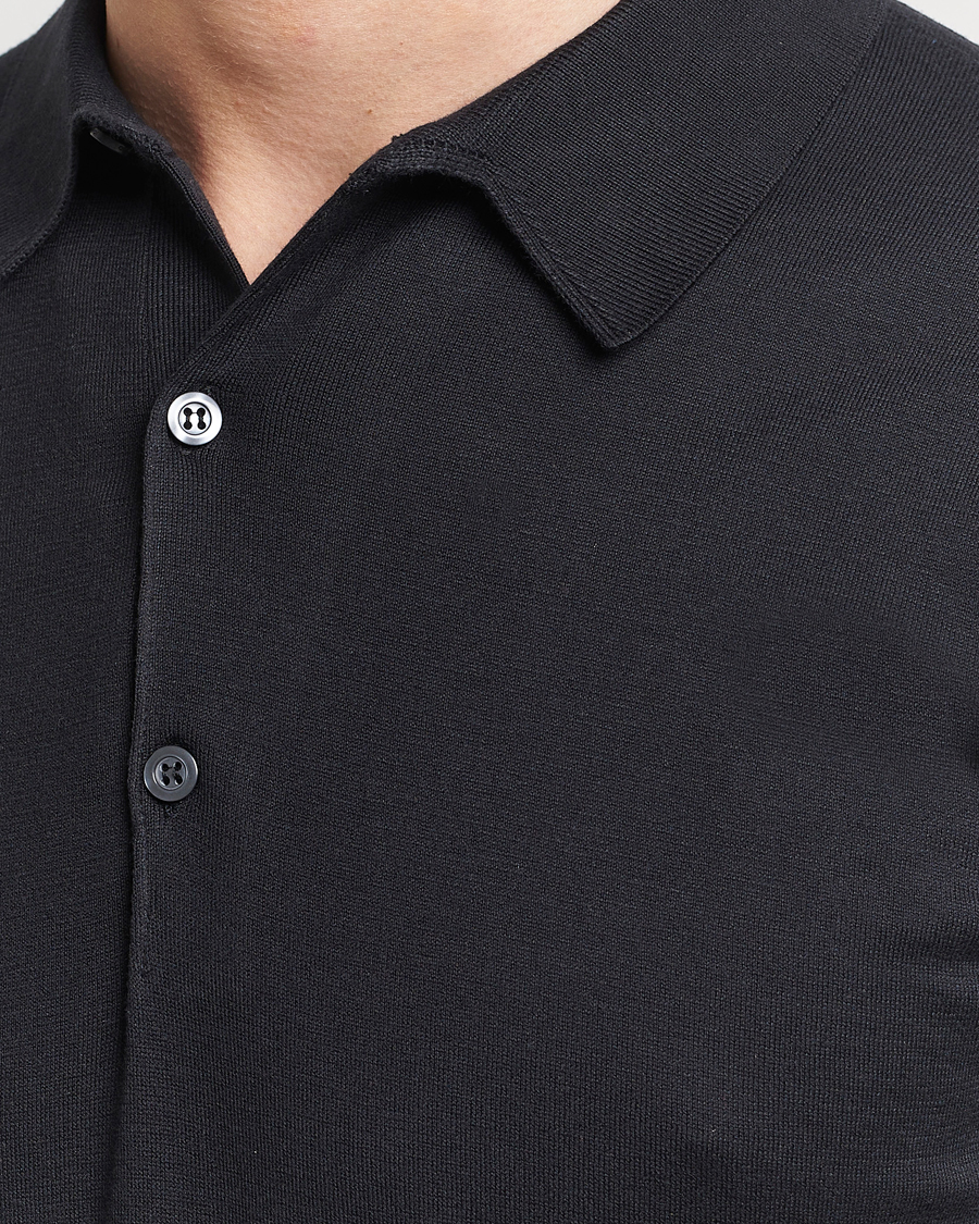 Herren | Poloshirts | John Smedley | Adrian Slim Fit Sea Island Polo Black