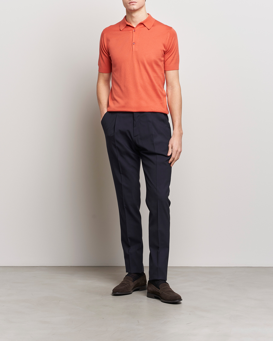 Herren | Poloshirts | John Smedley | Adrian Slim Fit Sea Island Polo Sundown Orange