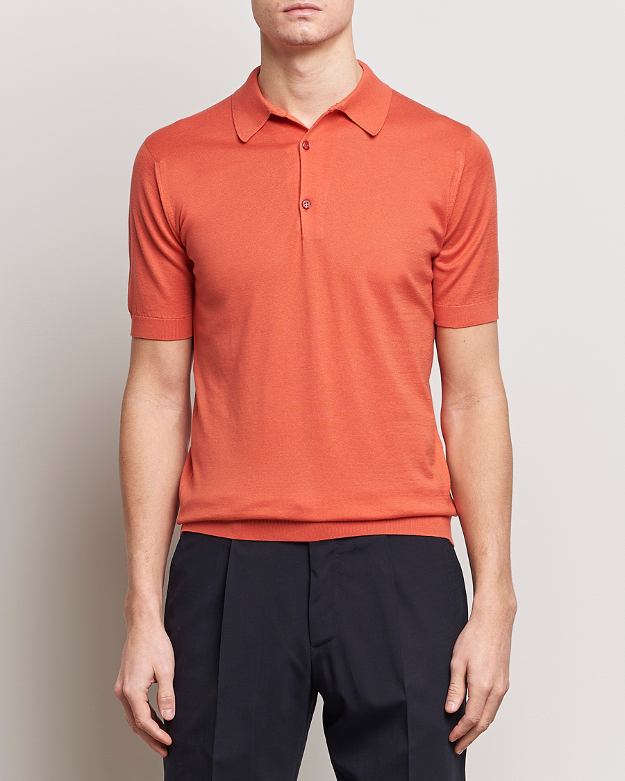 Herren | Poloshirts | John Smedley | Adrian Slim Fit Sea Island Polo Sundown Orange