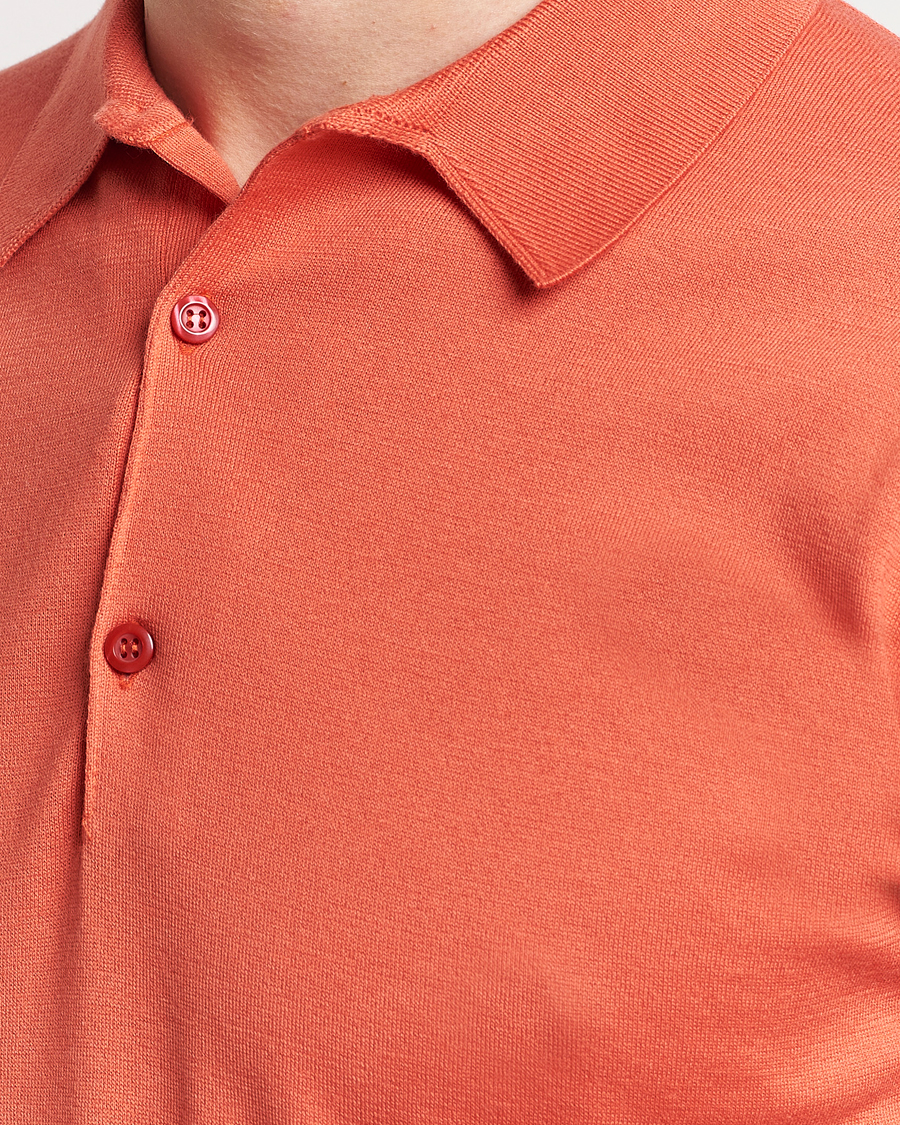 Herren | Poloshirts | John Smedley | Adrian Slim Fit Sea Island Polo Sundown Orange