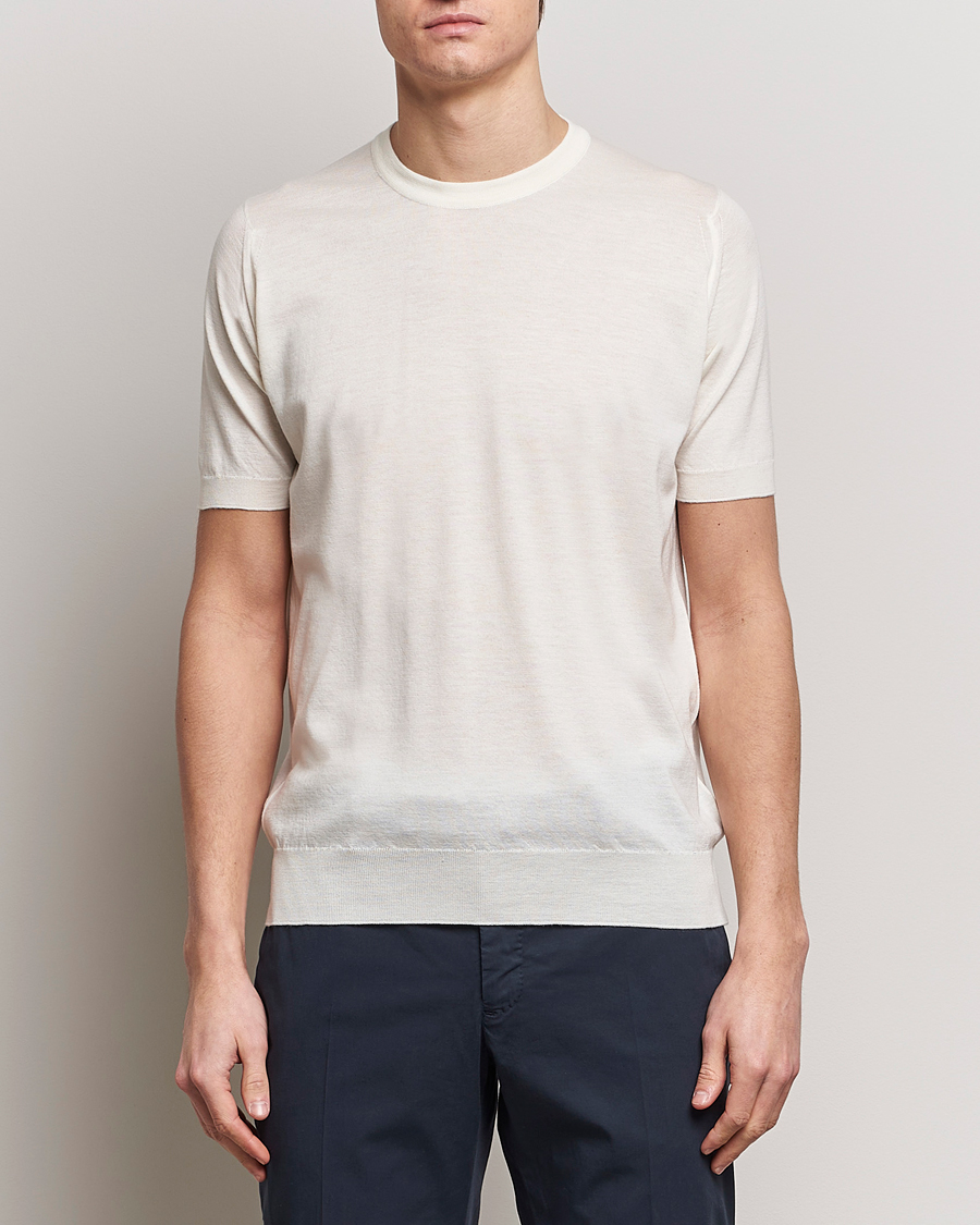 Herren |  | John Smedley | Hilcote Wool/Sea Island Cotton T-Shirt Chalk White