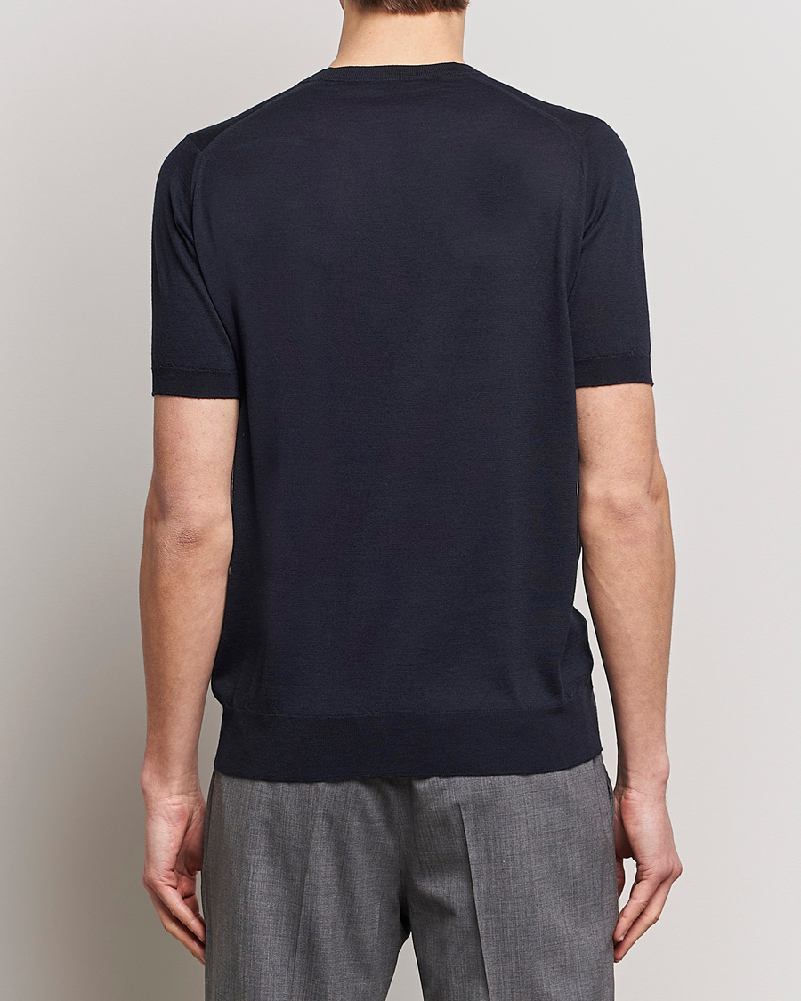 Herren | T-Shirts | John Smedley | Hilcote Wool/Sea Island Cotton T-Shirt Navy