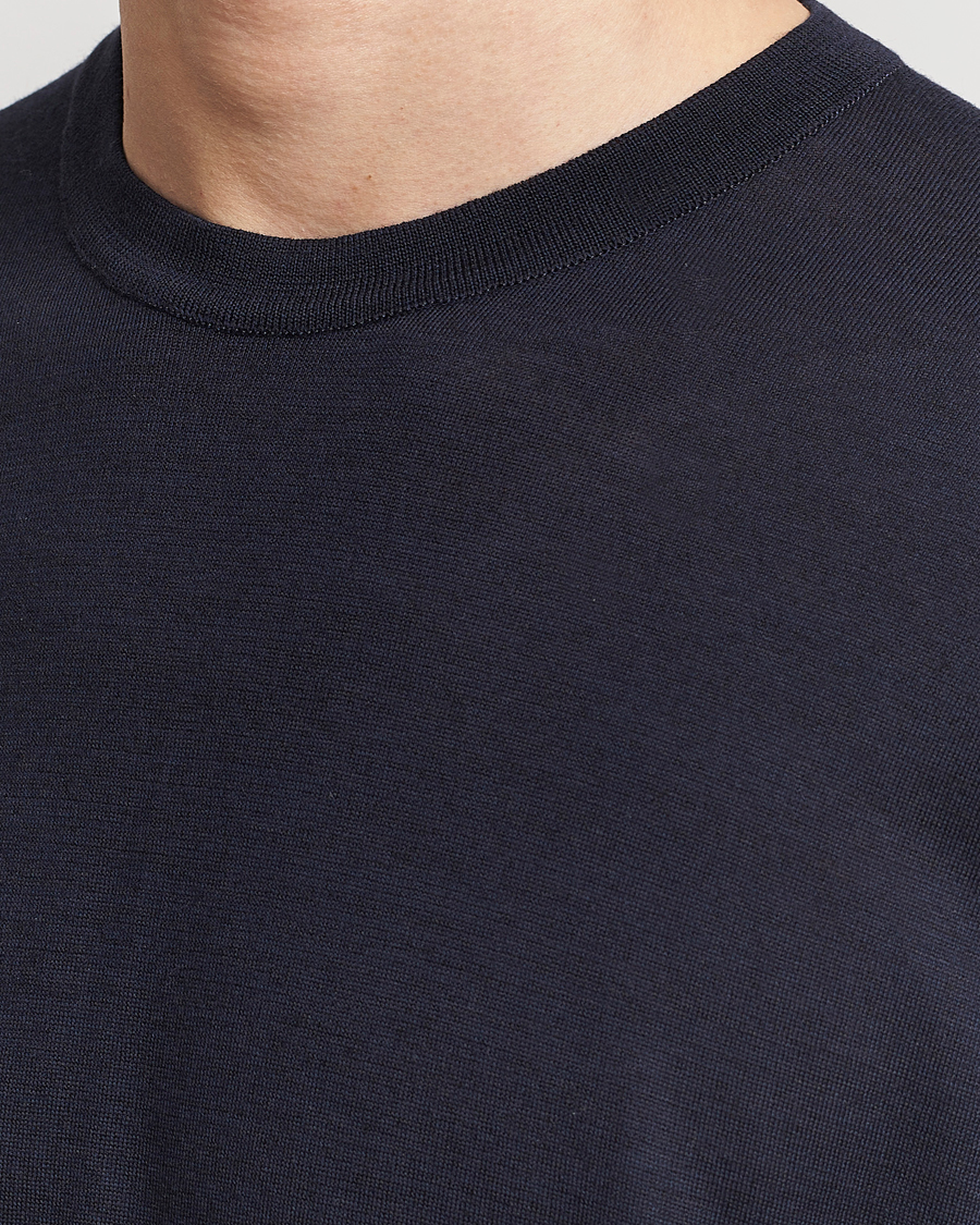 Herren | T-Shirts | John Smedley | Hilcote Wool/Sea Island Cotton T-Shirt Navy