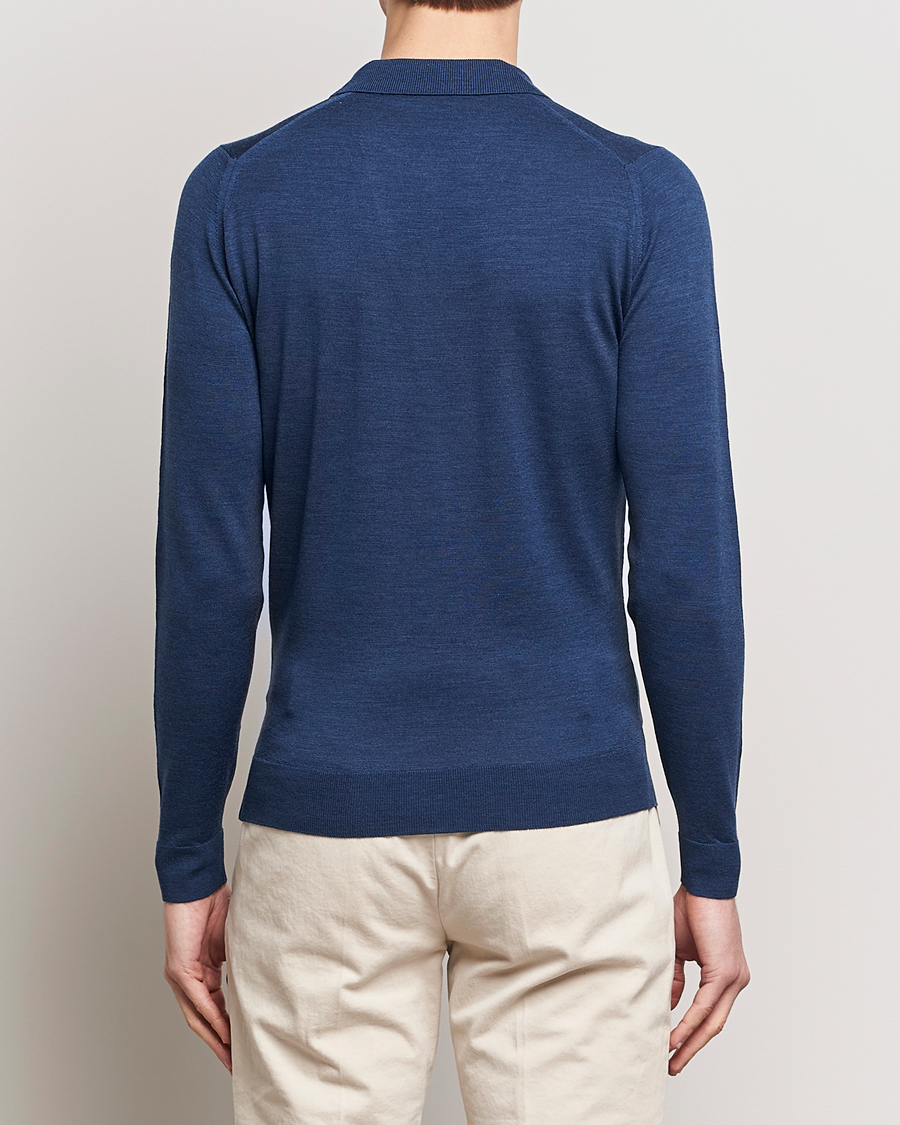 Herren | Pullover | John Smedley | Belper Extra Fine Merino Polo Pullover Indigo