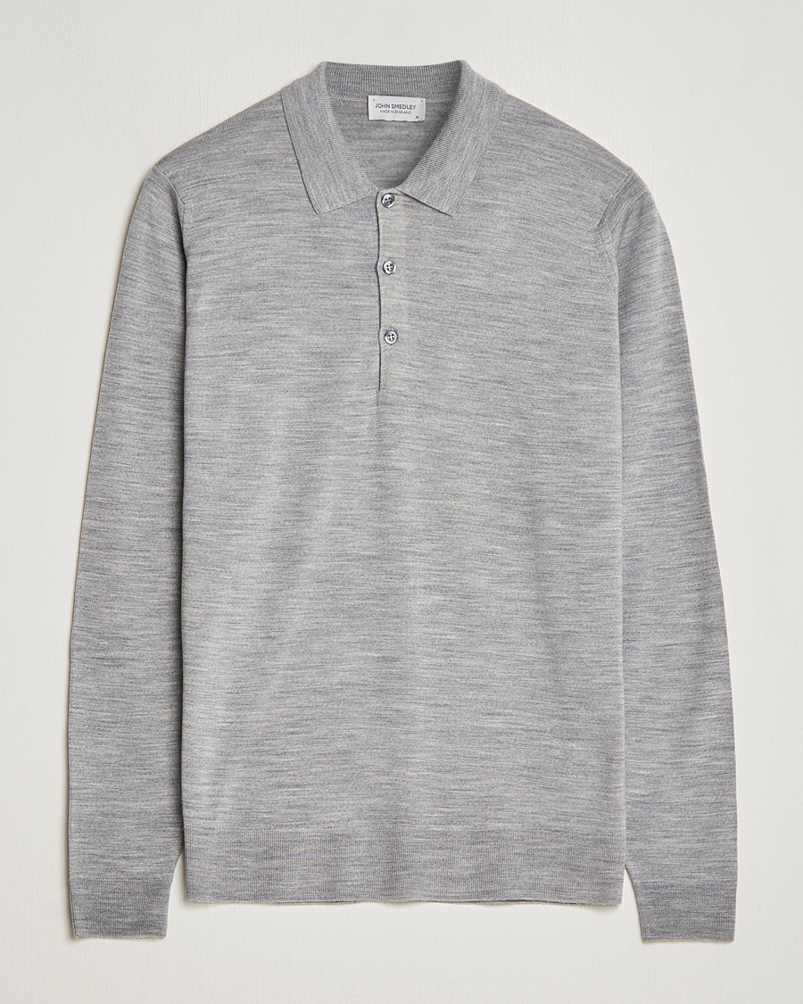 Herren | Pullover | John Smedley | Belper Extra Fine Merino Polo Pullover Silver