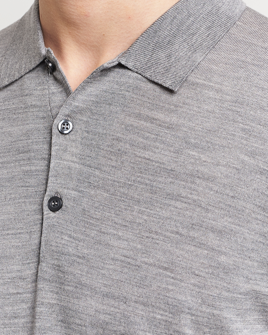 Herren | Pullover | John Smedley | Belper Extra Fine Merino Polo Pullover Silver