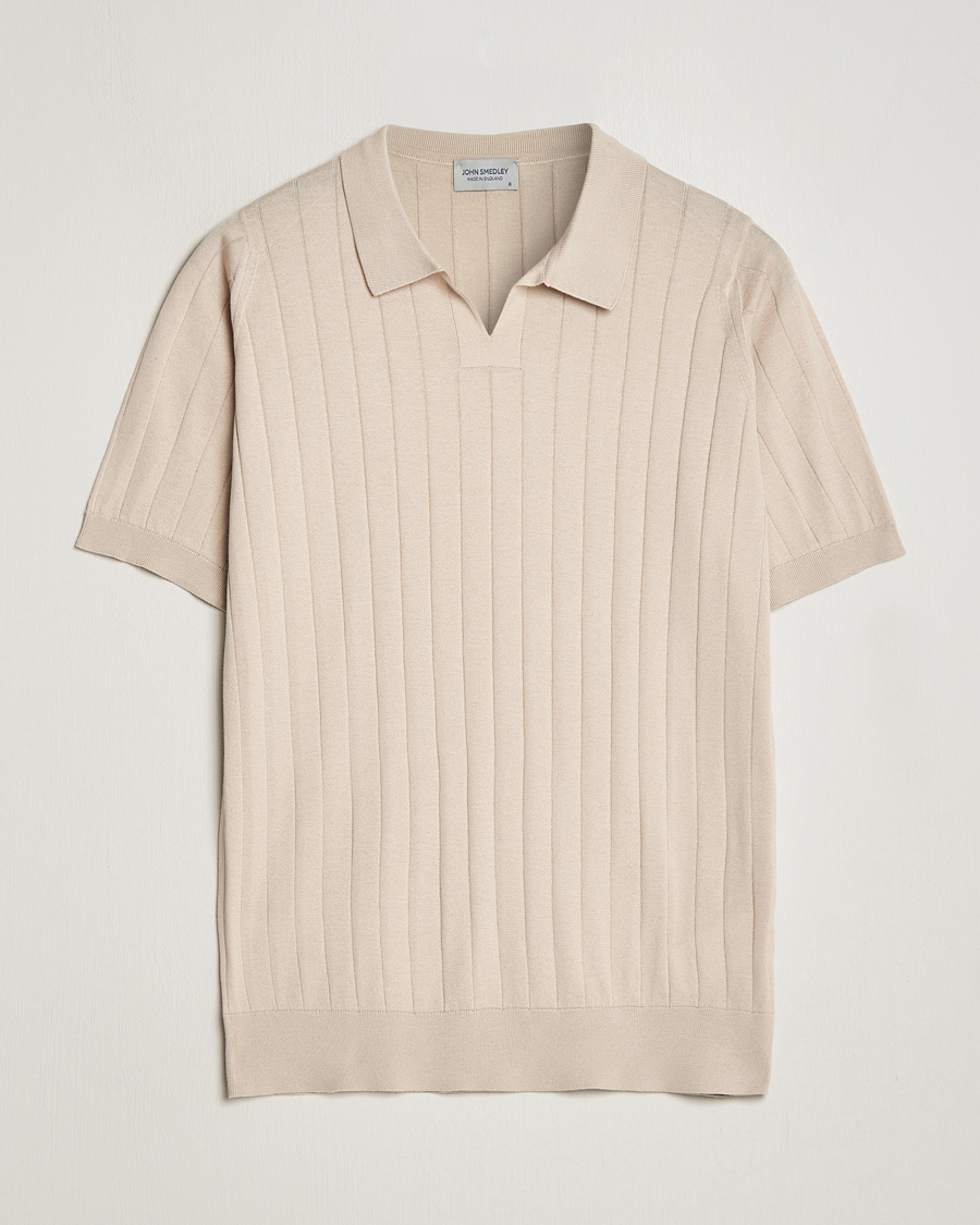 Herren | Poloshirts | John Smedley | Roper Open Collar Sea Island Polo Almond
