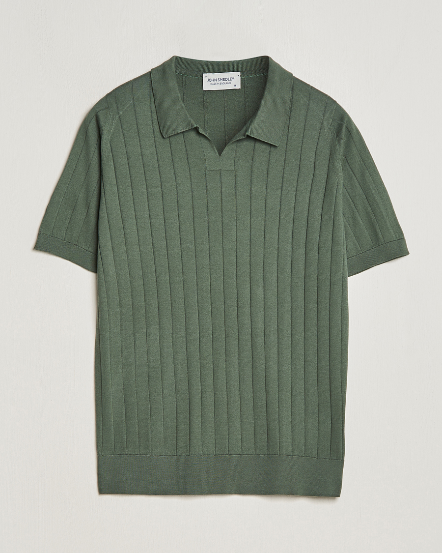 Herren | Poloshirts | John Smedley | Roper Open Collar Sea Island Polo Palm Green
