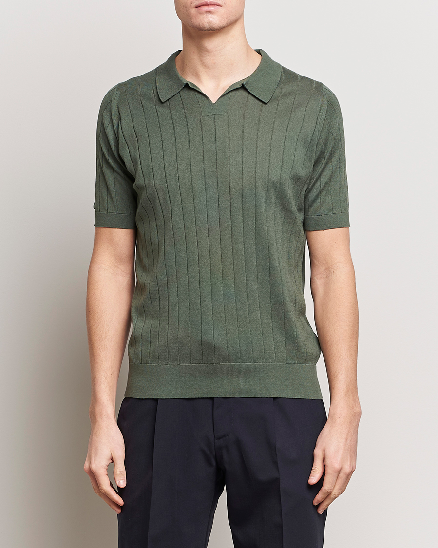 Herren | Poloshirts | John Smedley | Roper Open Collar Sea Island Polo Palm Green