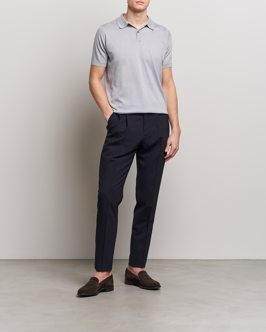 Herren | Poloshirts | John Smedley | Leyburn Merino/Sea Island Cotton Polo Silver