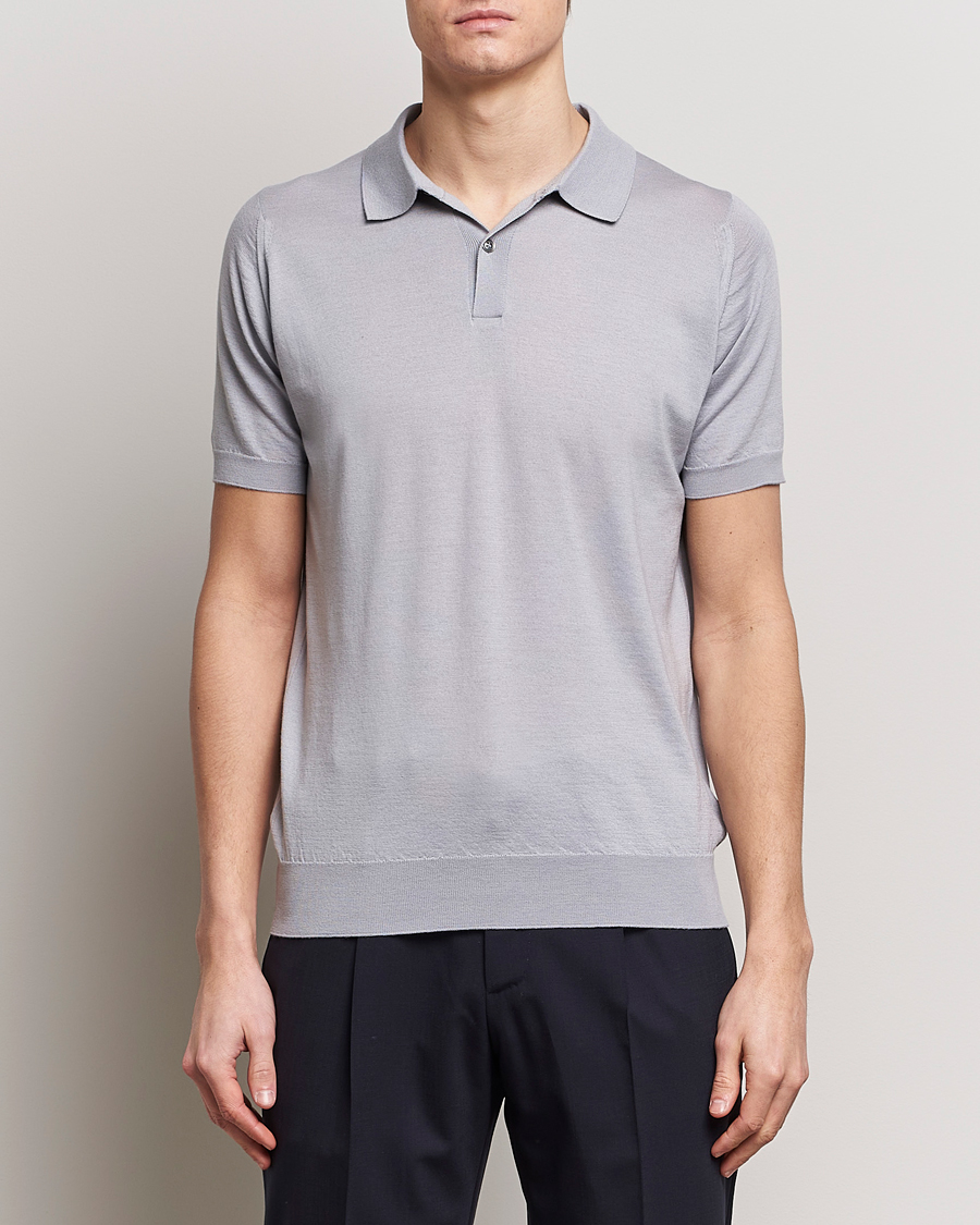 Herren | Poloshirts | John Smedley | Leyburn Merino/Sea Island Cotton Polo Silver