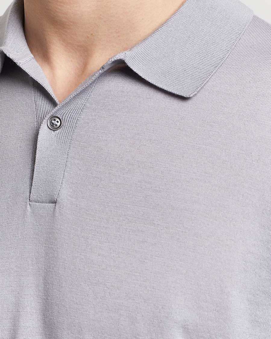 Herren | Poloshirts | John Smedley | Leyburn Merino/Sea Island Cotton Polo Silver