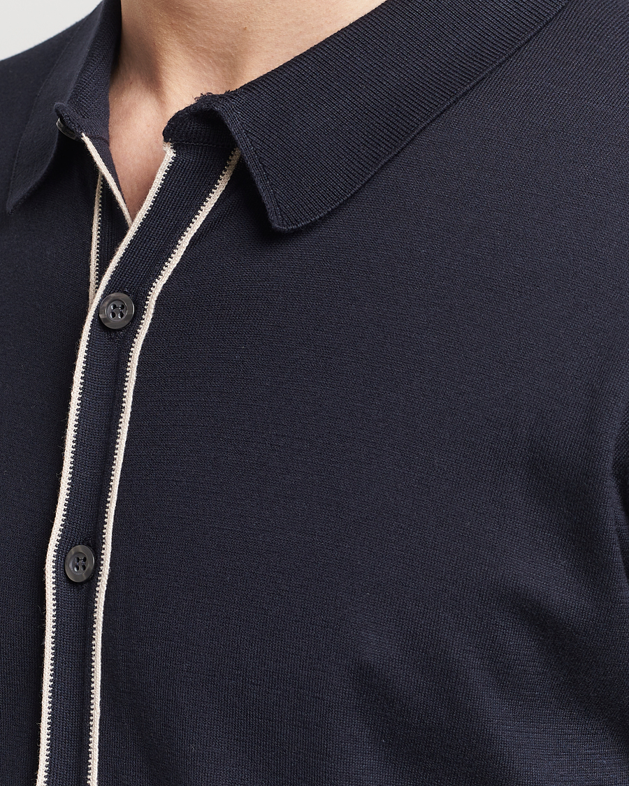 Herren | Pullover | John Smedley | Shadow Tipped Sea Island Cotton Cardigan Navy