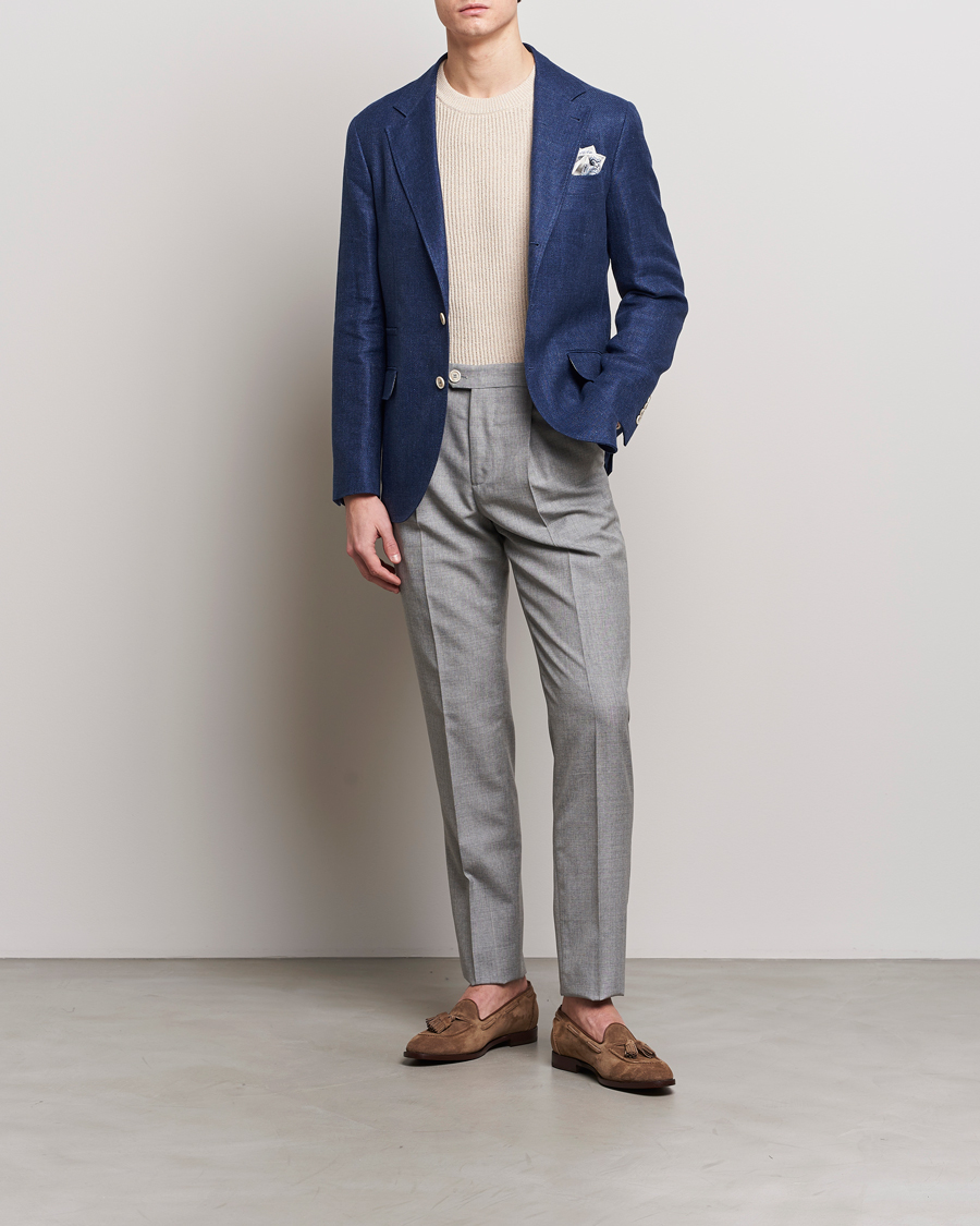 Herren | Sakkos | Brunello Cucinelli | Linen/Silk Blazer Indigo Blue