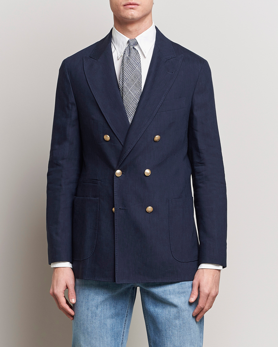 Herren | Brunello Cucinelli | Brunello Cucinelli | Double Breasted Wool/Linen Blazer  Navy