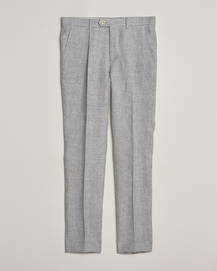Herren | Hosen | Brunello Cucinelli | Pleated Houndstooth Trousers Light Grey