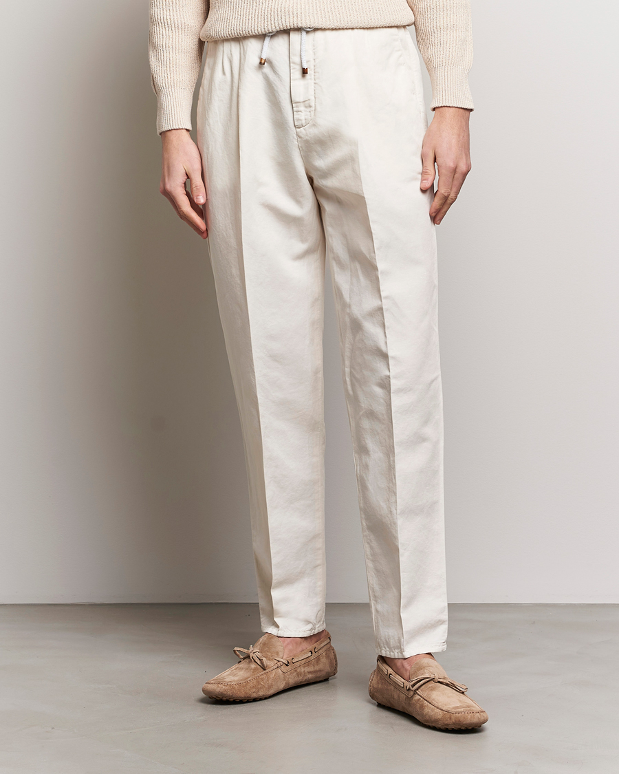 Herren | Brunello Cucinelli | Brunello Cucinelli | Cotton/Linen Drawstring Pants Off White