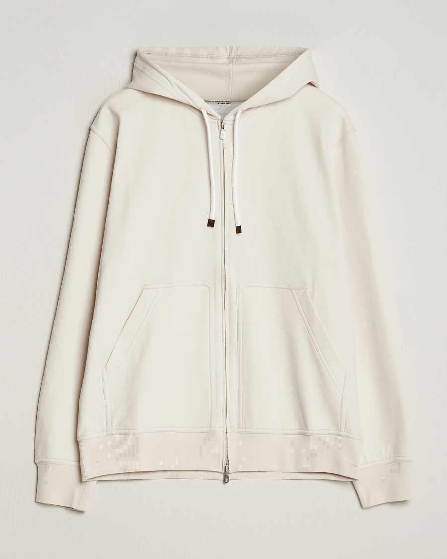 Herren | Pullover | Brunello Cucinelli | Soft Cotton Full Zip Hoodie Light Beige