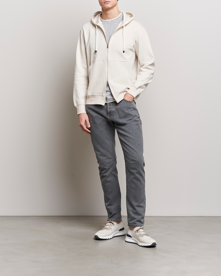 Herren | Pullover | Brunello Cucinelli | Soft Cotton Full Zip Hoodie Light Beige