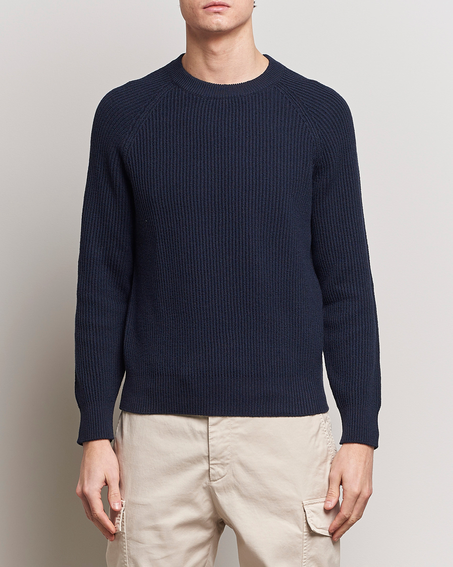 Herren | Pullover | Brunello Cucinelli | Heavy Rib Stitch Crew Neck Navy