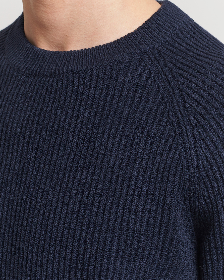 Herren | Pullover | Brunello Cucinelli | Heavy Rib Stitch Crew Neck Navy