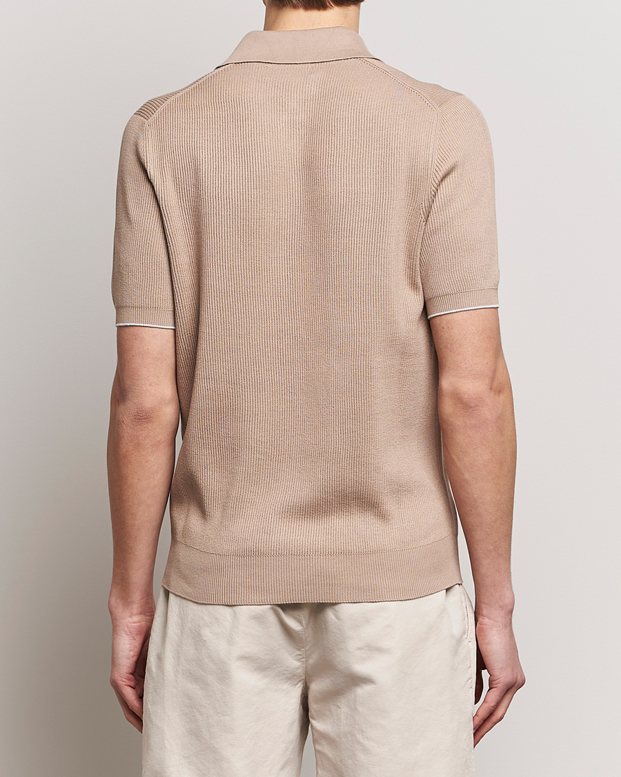 Herren | Poloshirts | Brunello Cucinelli | Rib Stitch Knitted Polo Beige