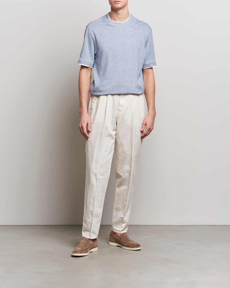 Herren | T-Shirts | Brunello Cucinelli | Cotton/Linen T-Shirt Light Blue