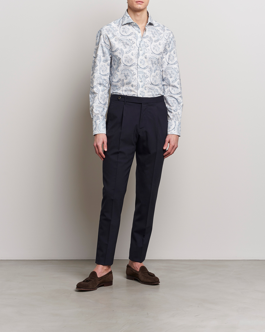 Herren | Hemden | Brunello Cucinelli | Slim Fit Paisley Shirt Light Blue