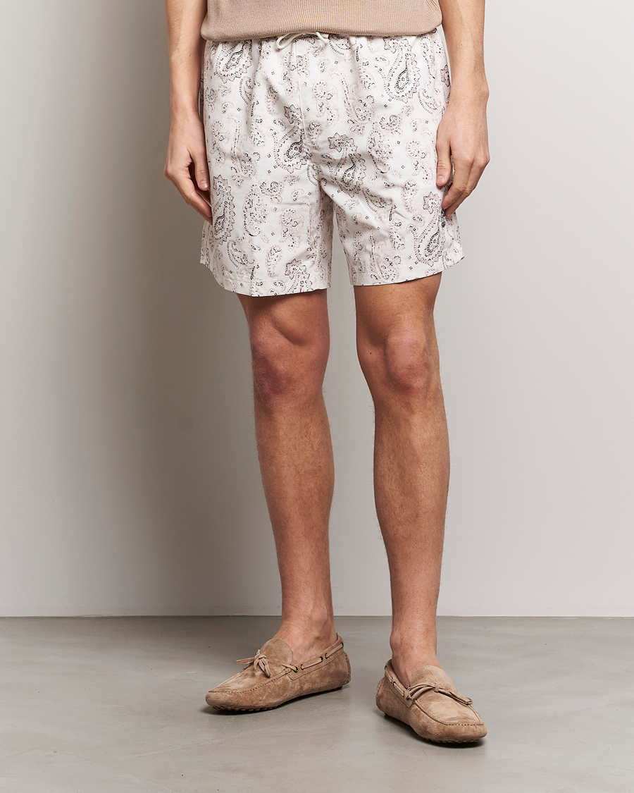 Herren | Badehosen | Brunello Cucinelli | Paisley Swim Trunks Light Beige