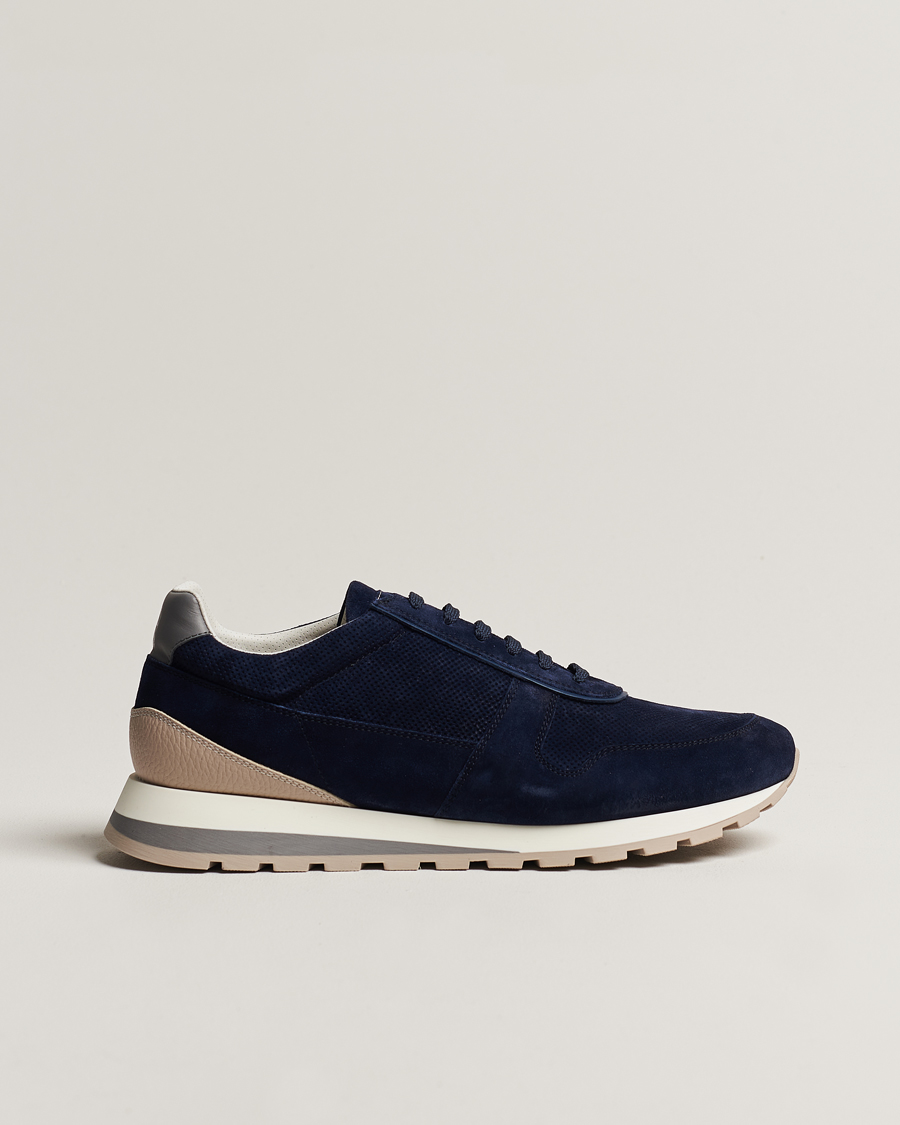 Herren | Brunello Cucinelli Perforated Running Sneakers Navy Suede | Brunello Cucinelli | Perforated Running Sneakers Navy Suede