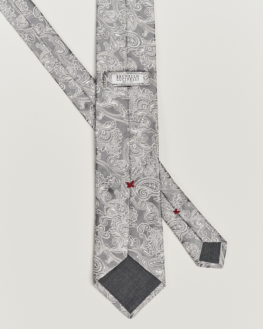 Herren | Brunello Cucinelli Paisley Silk Tie Grey | Brunello Cucinelli | Paisley Silk Tie Grey