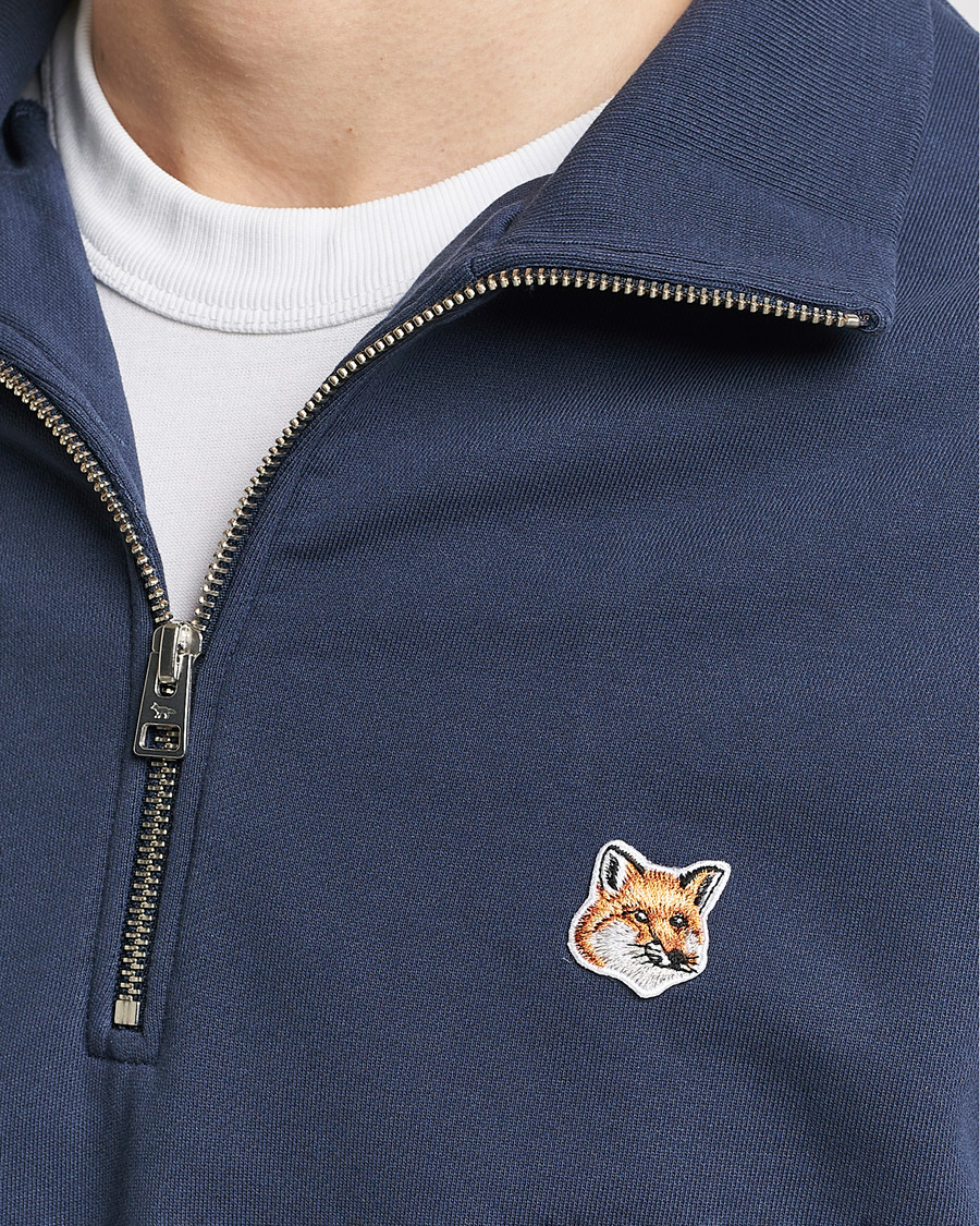 Herren | Pullover | Maison Kitsuné | Fox Head Half Zip Sweatshirt Ink Blue