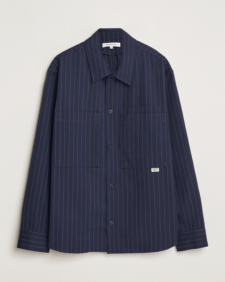 Herren | Jacken | Maison Kitsuné | Pinstriped Overshirt Navy