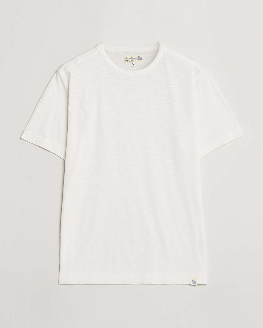 Herren | T-Shirts | Merz b. Schwanen | Organic Pima Cotton Slub Crew Neck T-Shirt White
