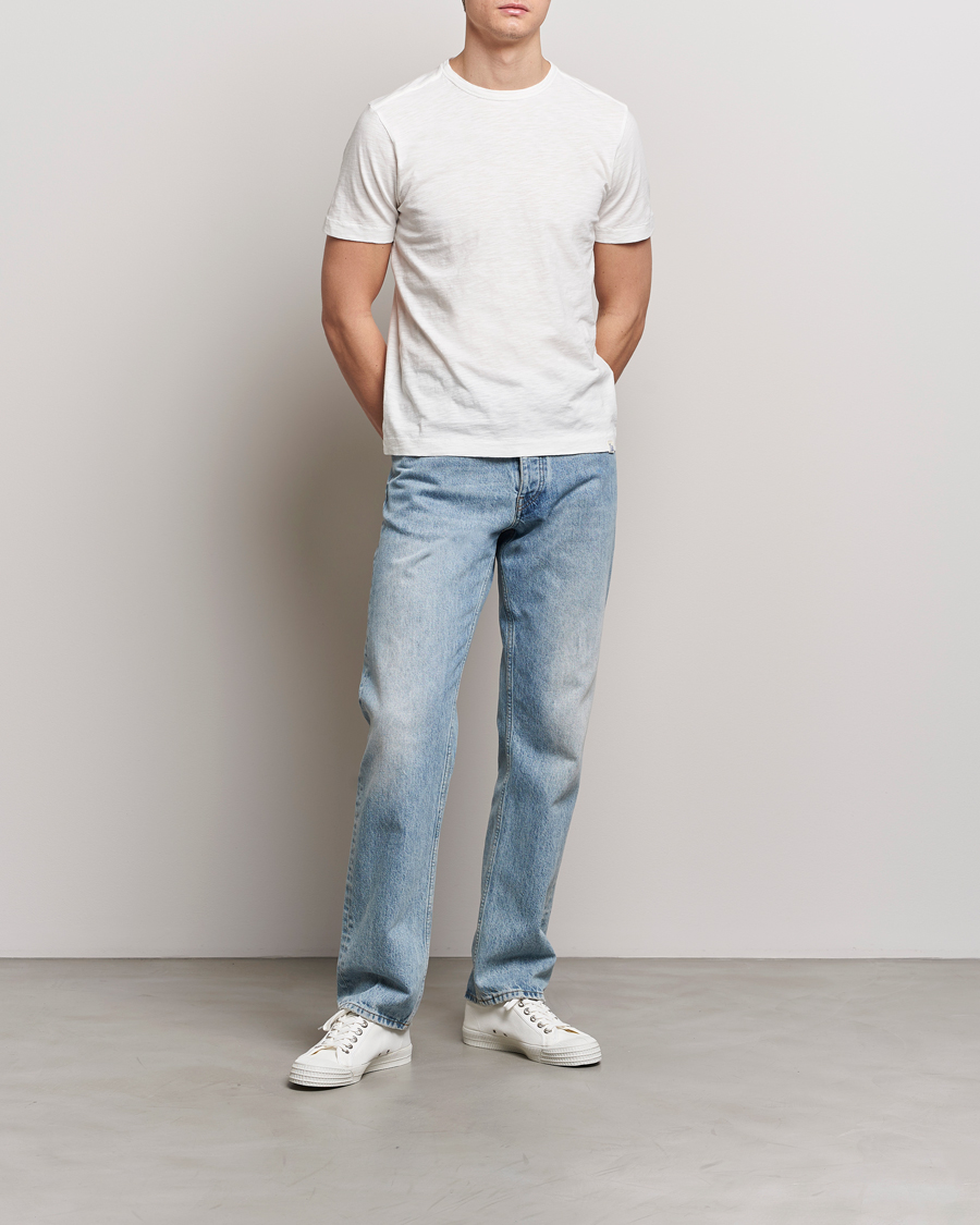 Herren | T-Shirts | Merz b. Schwanen | Organic Pima Cotton Slub Crew Neck T-Shirt White