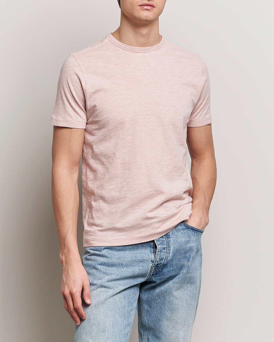Herren | Kategorie | Merz b. Schwanen | Organic Pima Cotton Slub Crew Neck T-Shirt Dusted Pink