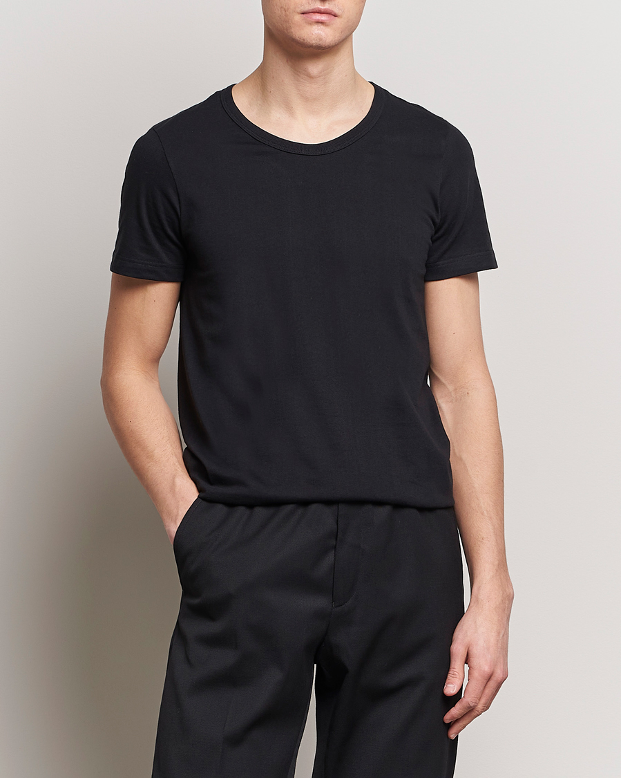 Herren | T-Shirts | Merz b. Schwanen | 1970s Classic Loopwheeled V-Neck T-Shirt Black