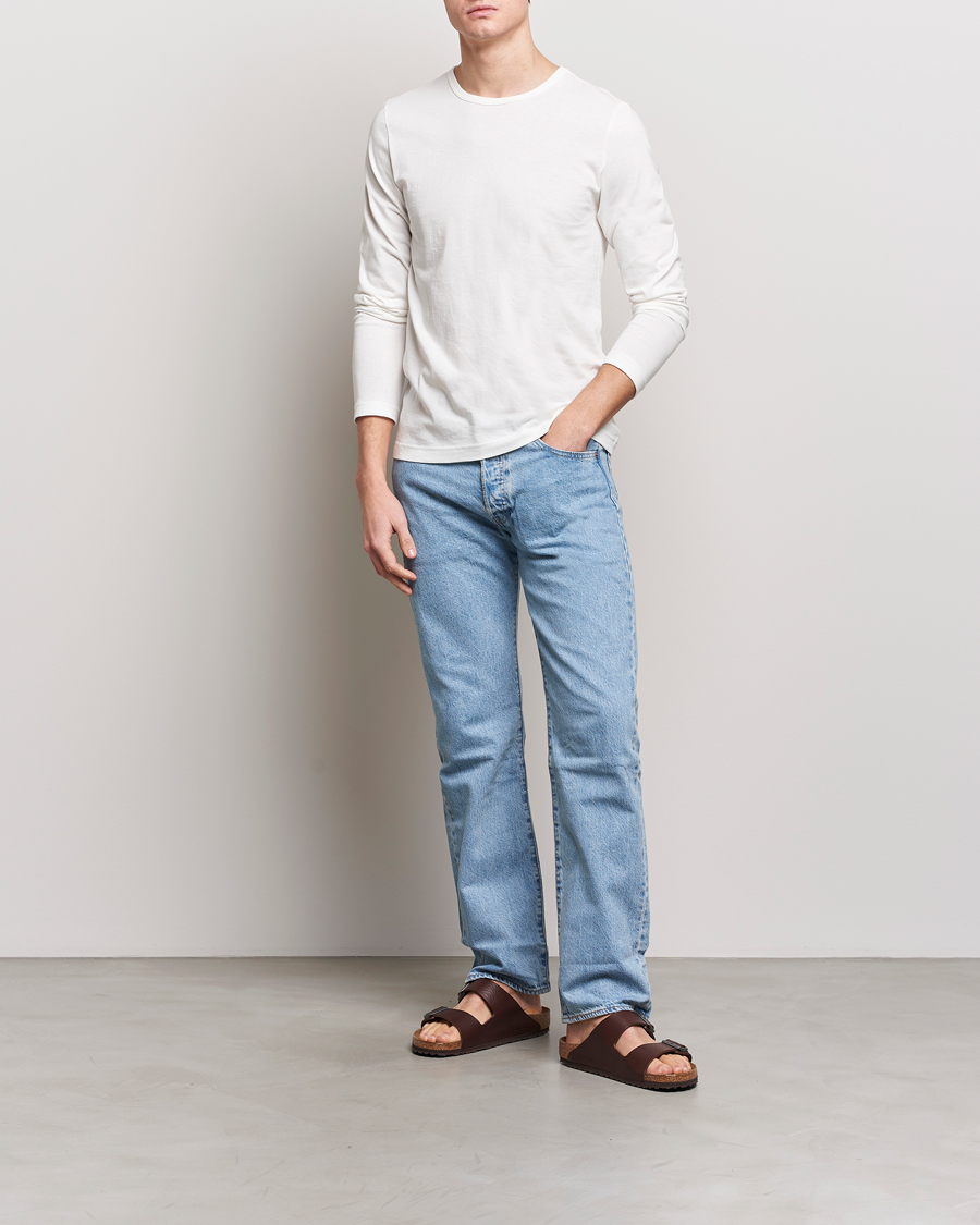 Herren | T-Shirts | Merz b. Schwanen | 1950s Classic Loopwheeled Longsleeve T-Shirt White