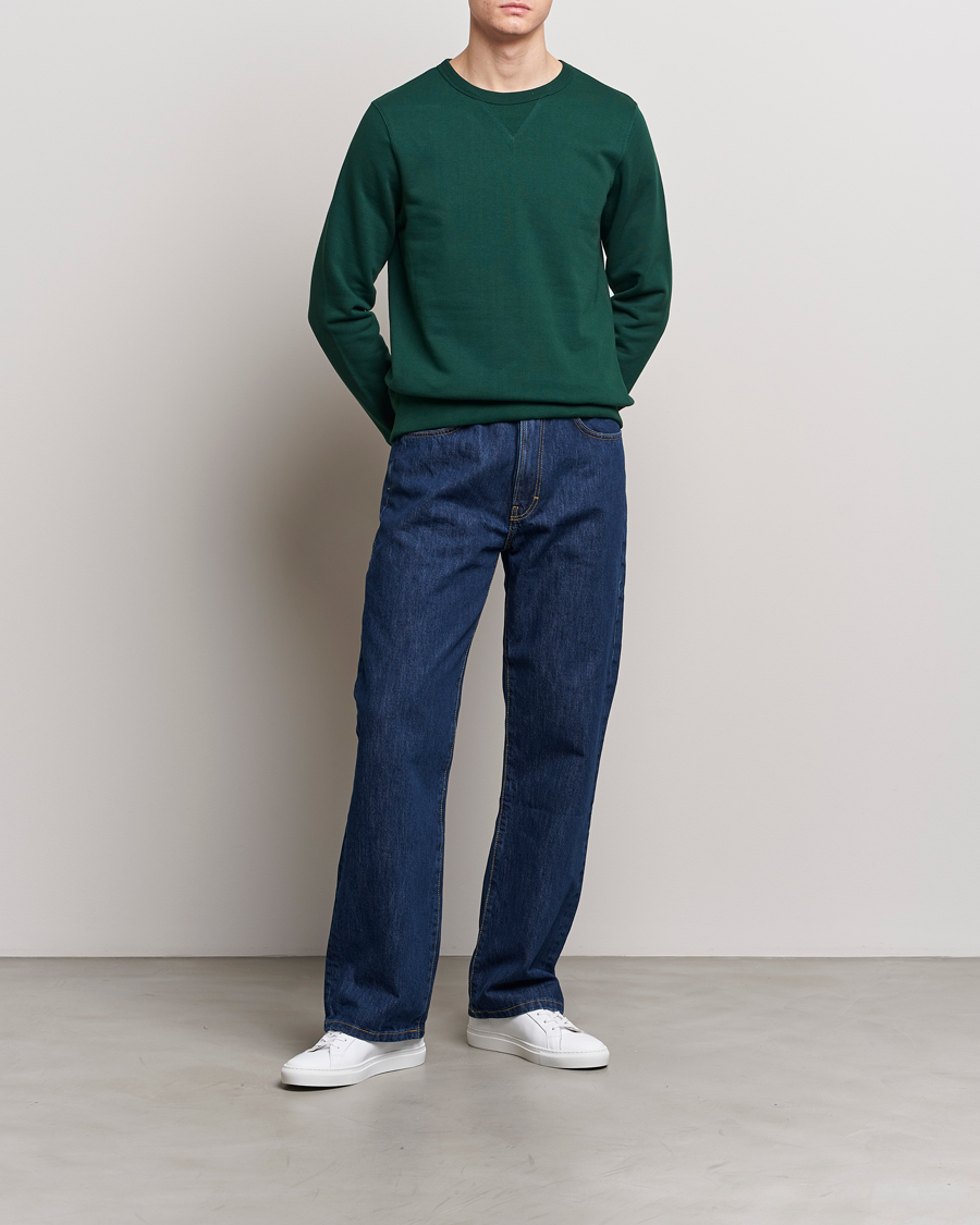 Herren | Pullover | Merz b. Schwanen | Organic Cotton Crew Neck Sweatshirt Classic Green