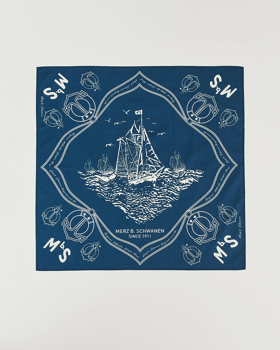 Herren | Merz b. Schwanen Cotton Bandana Ink Blue | Merz b. Schwanen | Cotton Bandana Ink Blue