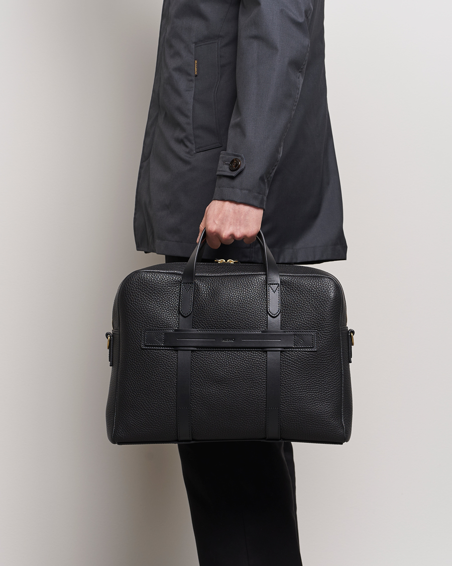 Herren | Mismo Aspire Pebbled Leather Briefcase Black | Mismo | Aspire Pebbled Leather Briefcase Black