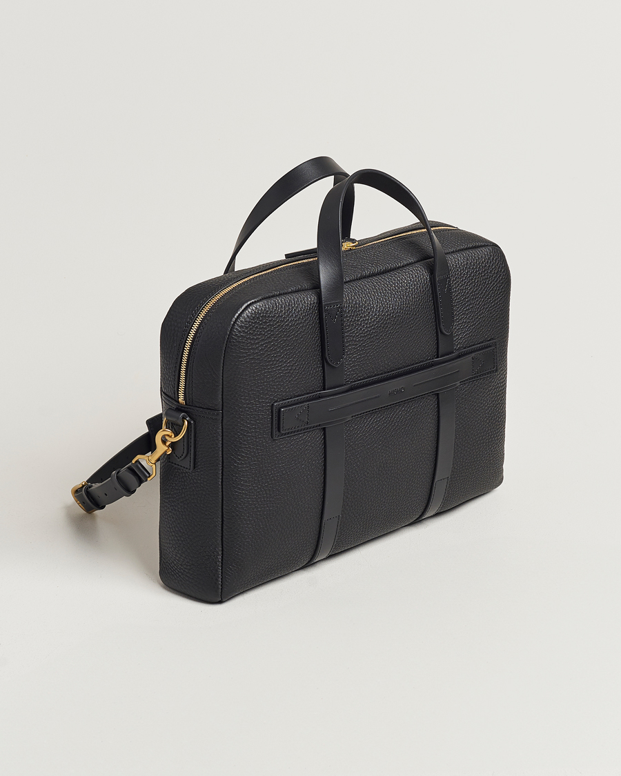 Herren | Mismo Aspire Pebbled Leather Briefcase Black | Mismo | Aspire Pebbled Leather Briefcase Black