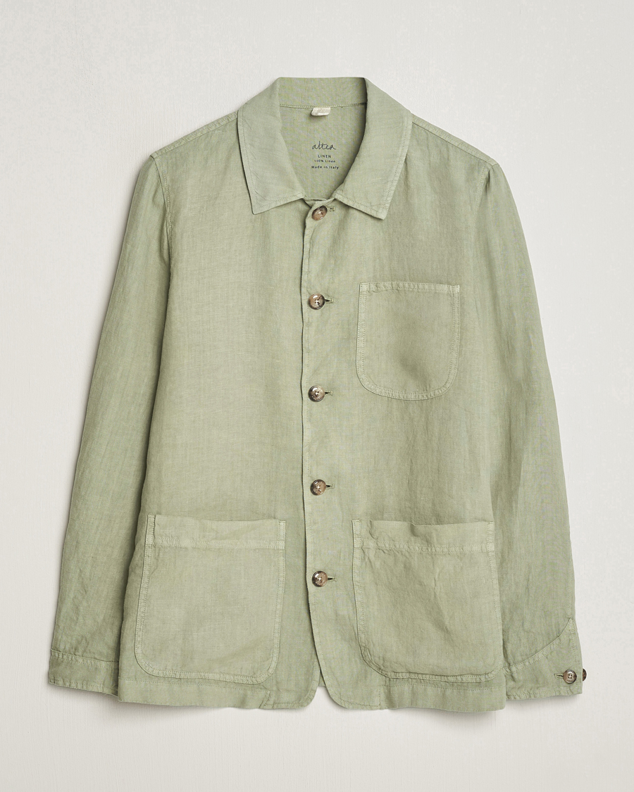 Herren | Hemden | Altea | Linen Shirt Jacket Olive