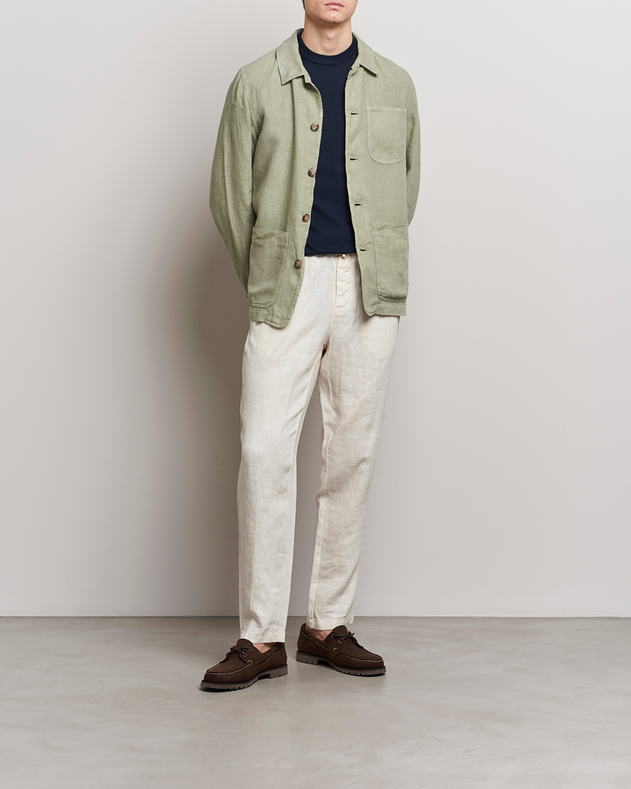 Herren | Hemden | Altea | Linen Shirt Jacket Olive