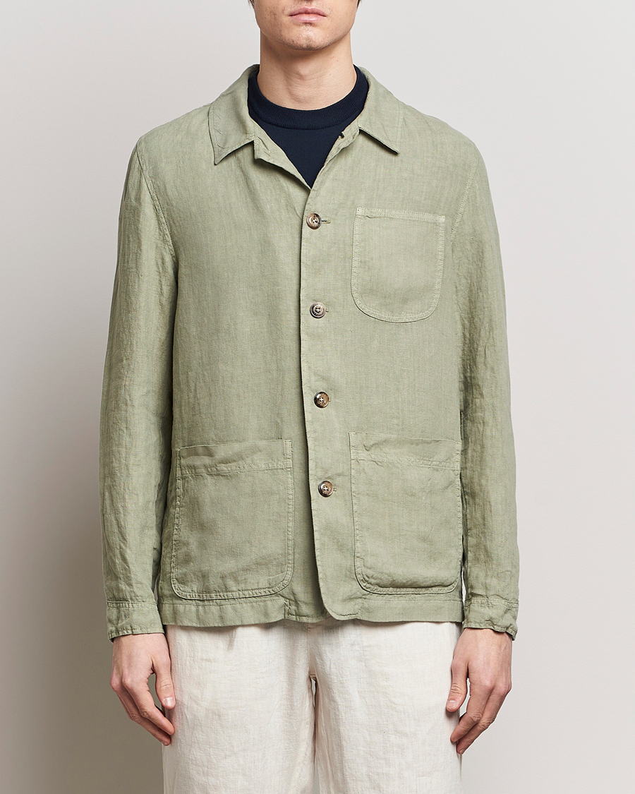 Herren | Hemden | Altea | Linen Shirt Jacket Olive