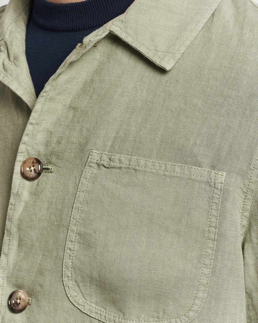 Herren | Hemden | Altea | Linen Shirt Jacket Olive