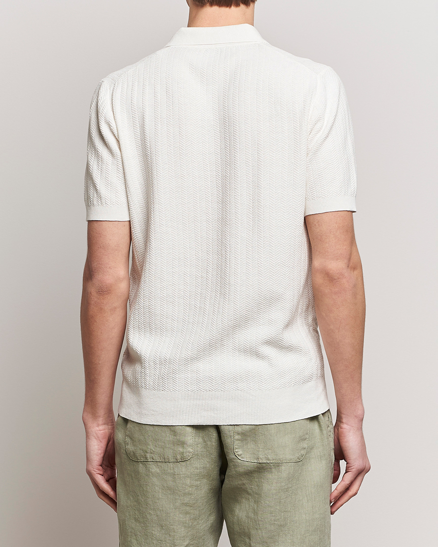 Herren | Poloshirts | Altea | Knitted Chevron Polo Off White