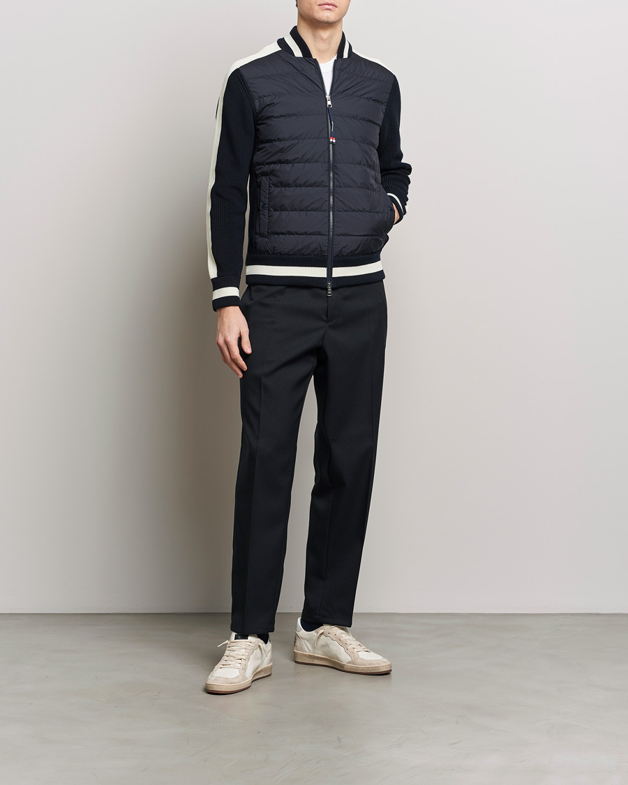Herren | Pullover | Moncler | Contrast Rib Padded Cardigan Navy