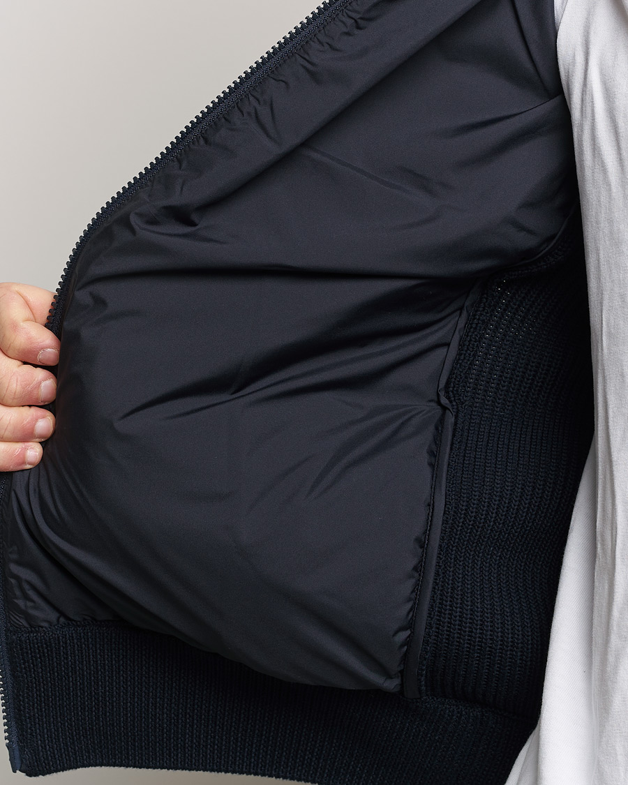 Herren | Pullover | Moncler | Contrast Rib Padded Cardigan Navy